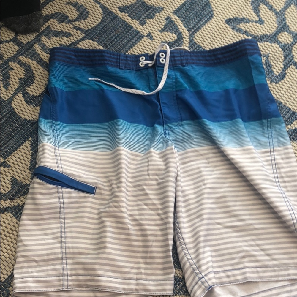 White and Blue Swim Trunks